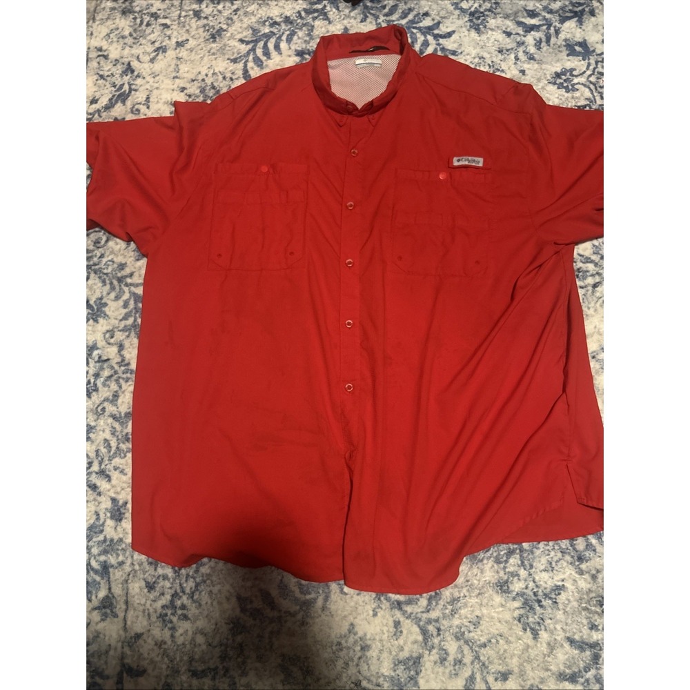 Columbia Tamiami Shirt Mens 4XL Red Short Sleeve Fishing Omni-Shade Vented